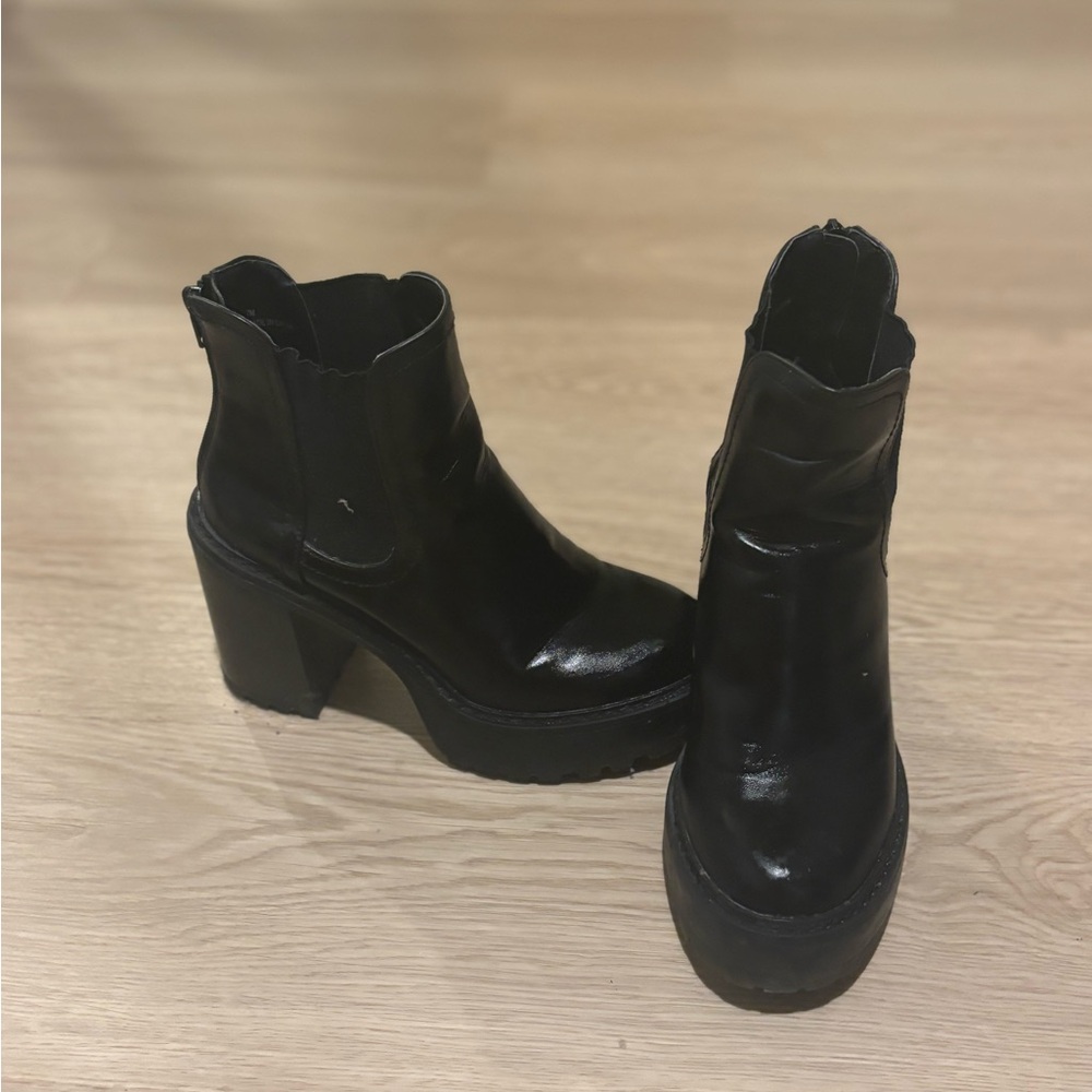 Madden Girl Black Chunky Heel Ankle Boots